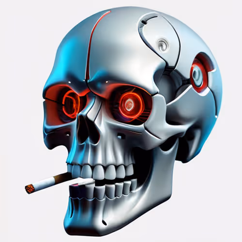 Cyber Skull 3D Face with Cigarete