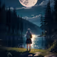 Full moon and lake