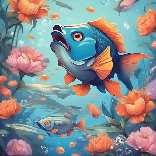 beautiful and big fish and flower