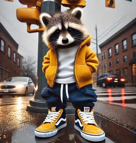 Raccoon family