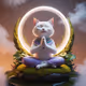 Moon Cat sitting in lotus position