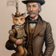 steampunk inventor with a sentient companion