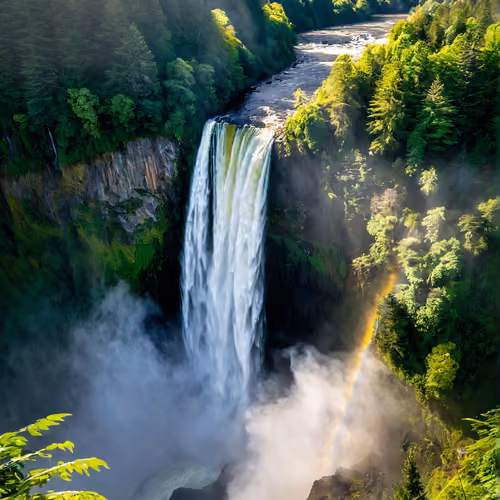 waterfall and rainbow