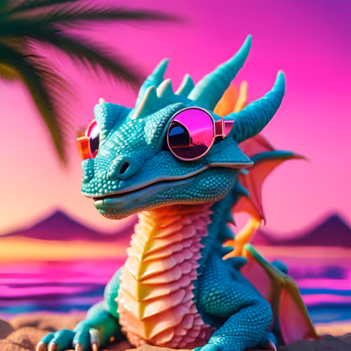 A baby dragon is enjoying summer