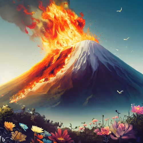 volcano and mountains