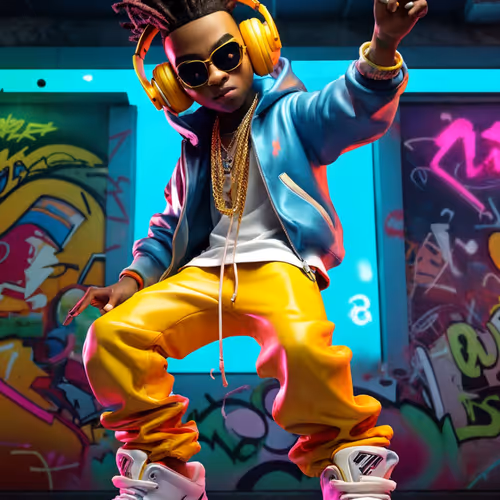 Graffiti-Laden High-Top Breakdancing Backdrop