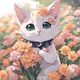 cat & flowers