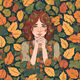 The girl with the leaves