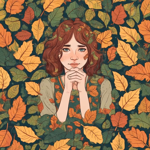 The girl with the leaves