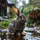 bunny in the rain