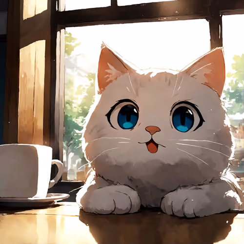 Tea time with a cat