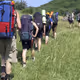 We are hiking with backpacks