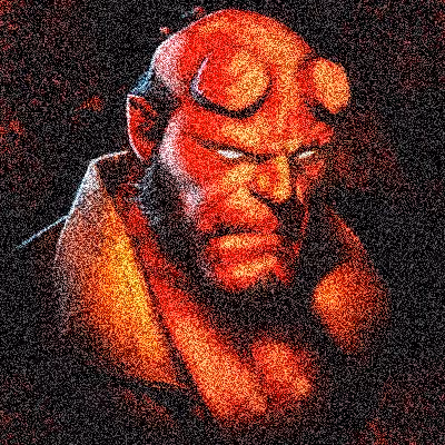 Pixelated Art of Hell Boy Character