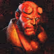 Pixelated Art of Hell Boy Character