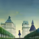 a girl walking down a path