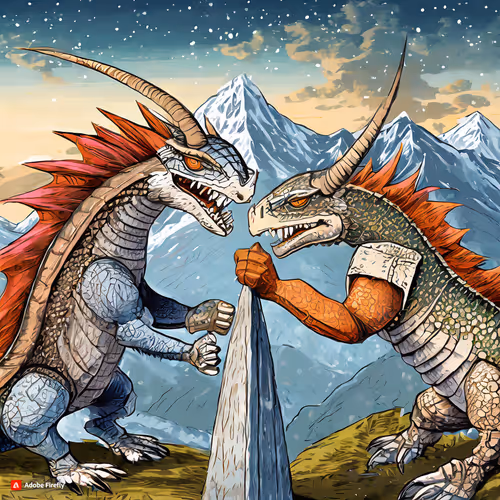 Fighting lizards