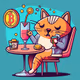 Bitcoin Cat Drinking Cocktails