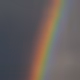 A rainbow in the sky.