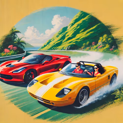 Two Sports Cars Racing