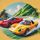 Two Sports Cars Racing