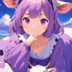 purple girl and piglet