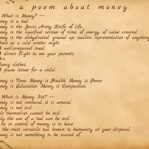 a poem about money