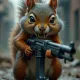 An evil squirrel with a machine gun