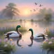 mandarin ducks playing in water