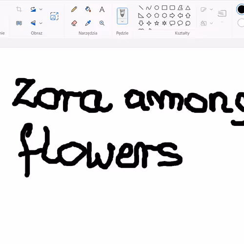 Zora among flowers