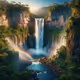 A majestic waterfall cascading down