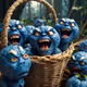 An angry creature of blueberry in a basket