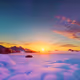 Sunset art in retro style