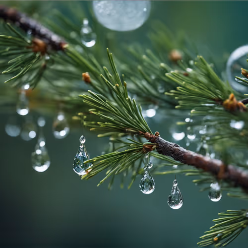 Waterdrops on a pine