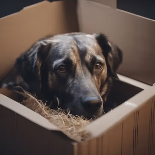 Box sad dog