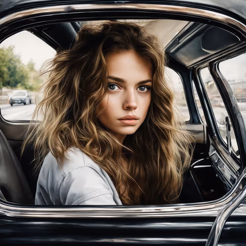 Girl in car
