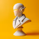 white marble bust of robot